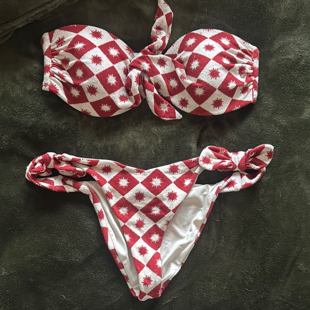 Beach Riot Red and White Bikini Set
